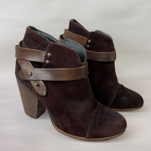 Rag & Bone Harrow Ankle Boots in Brown Wine Waxy Suede Size 36 US 6 - Picture 1 of 11
